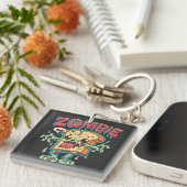 Spooky Halloween Zombie Toast Grappig Halloween Gi Sleutelhanger (Voorkant Rechts)