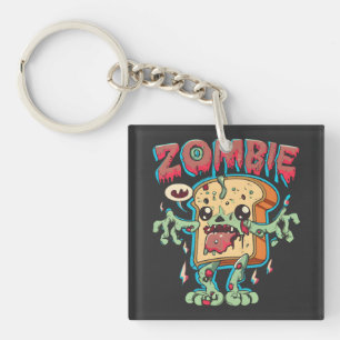 Spooky Halloween Zombie Toast Grappig Halloween Gi Sleutelhanger