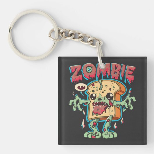 Spooky Halloween Zombie Toast Grappig Halloween Gi Sleutelhanger (voorkant)