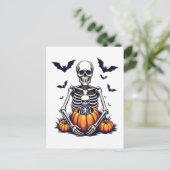 Spooky Halloween Zwanger Skelet Zwangerschap Feestdagenkaart (Staand voorkant)