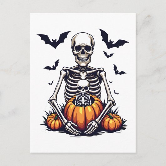 Spooky Halloween Zwanger Skelet Zwangerschap Feestdagenkaart (Voorkant)