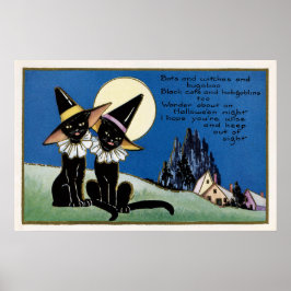 Spooky Halloween  zwart katten decor poster