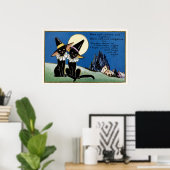 Spooky Halloween  zwart katten decor poster (Thuiskantoor)