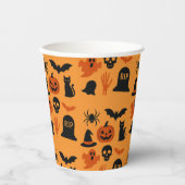 Spooky Halloween zwarte en Oranje Trick or treat Papieren Bekers (Voorkant)