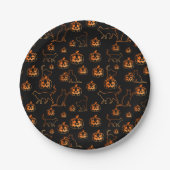 Spooky Halloween zwarte katten en pompoen patroon Papieren Bordje (Voorkant)