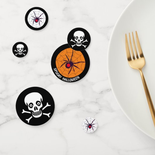 Spooky Hallowen Black Widow Spider, Skull & Botten Confetti (Groep)