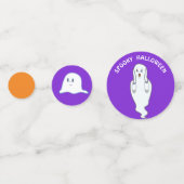 Spooky Hallowen Ghosts op zwart en Paarse Confetti (Voorkanten)