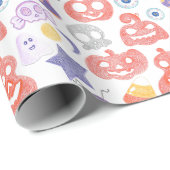 Spooky hand-getekende Halloween grafisch patroon Cadeaupapier (Rol Hoek)