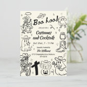 Spooky Hand getrokken Cowboy Theme Halloween Party Kaart (Staand voorkant)