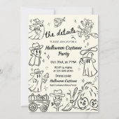 Spooky Hand getrokken Cowboy Theme Halloween Party Kaart (Achterkant)