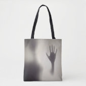 Spooky Hand op het Glazen Paneel Halloween Canvas Tote Bag (Voorkant)