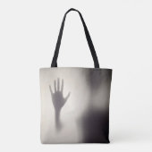 Spooky Hand op het Glazen Paneel Halloween Canvas Tote Bag (Achterkant)