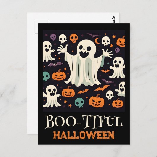 Spooky Happy Ghost Boo-tiful Halloween Briefkaart (Voorkant / Achterkant)