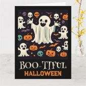 Spooky Happy Ghost Boo-tiful Halloween Kaart (Gele Bloem)