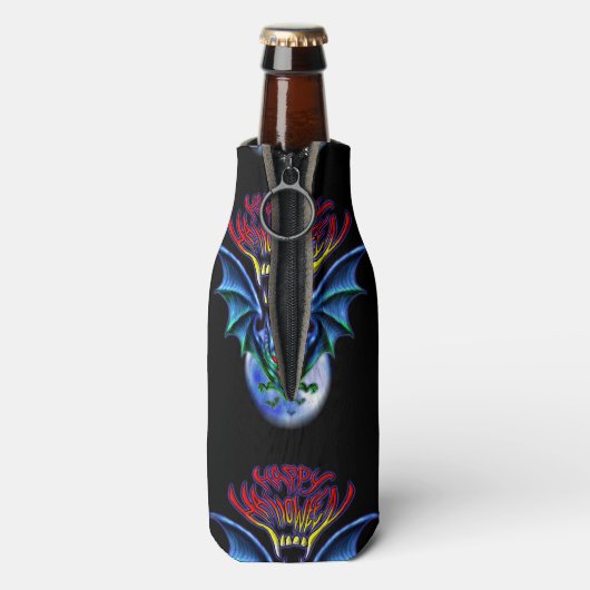 Spooky Happy Halloween Bat Bottle Cooler (Fles Achterkant)