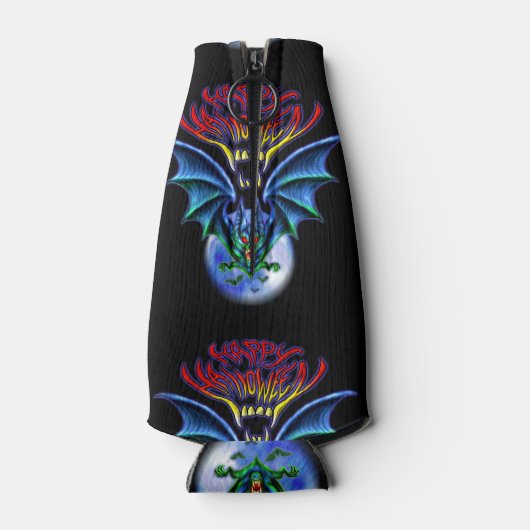 Spooky Happy Halloween Bat Bottle Cooler (Achterkant)