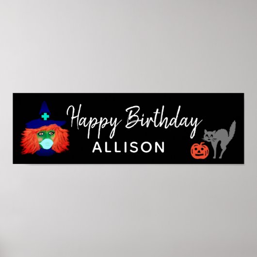 Spooky Happy Halloween Birthday Party Persoonlijk Poster (Voorkant)
