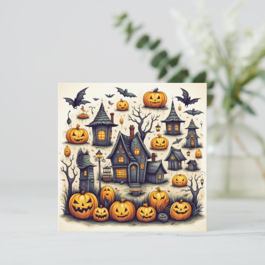 Spooky Happy Halloween Collage Kaart (Staand voorkant)