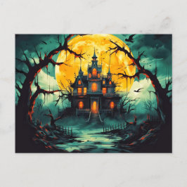 Spooky Happy Halloween Haunted House Briefkaart