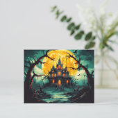 Spooky Happy Halloween Haunted House Briefkaart (Staand voorkant)