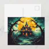 Spooky Happy Halloween Haunted House Briefkaart (Voorkant / Achterkant)