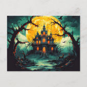 Spooky Happy Halloween Haunted House Briefkaart (Voorkant)