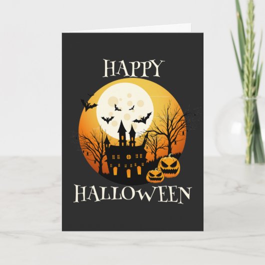 Spooky Happy Halloween Haunted House Kaart (Voorkant)