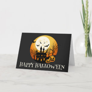 Spooky Happy Halloween Haunted House Kaart