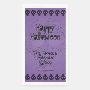 Spooky Happy Halloween Lettering   Paars/zwart Servet
