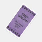Spooky Happy Halloween Lettering | Paars/zwart Servet (Hoek)