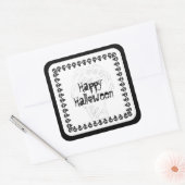 Spooky Happy Halloween Lettering | Zwart/wit Vierkante Sticker (Envelop)