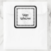 Spooky Happy Halloween Lettering | Zwart/wit Vierkante Sticker (Tas)