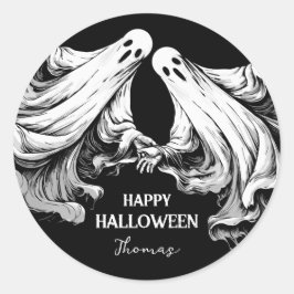 Spooky Happy Halloween Party Treat met geest Ronde Sticker