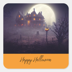 Spooky Happy Halloween Party Vierkante Sticker