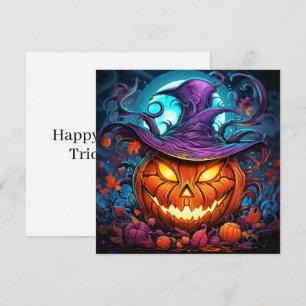 Spooky Happy Halloween Pumpkin Art Kaart