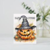 Spooky Happy Halloween Pumpkin Briefkaart (Staand voorkant)