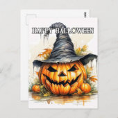 Spooky Happy Halloween Pumpkin Briefkaart (Voorkant / Achterkant)