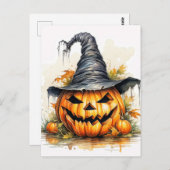 Spooky Happy Halloween Pumpkin Briefkaart (Voorkant / Achterkant)
