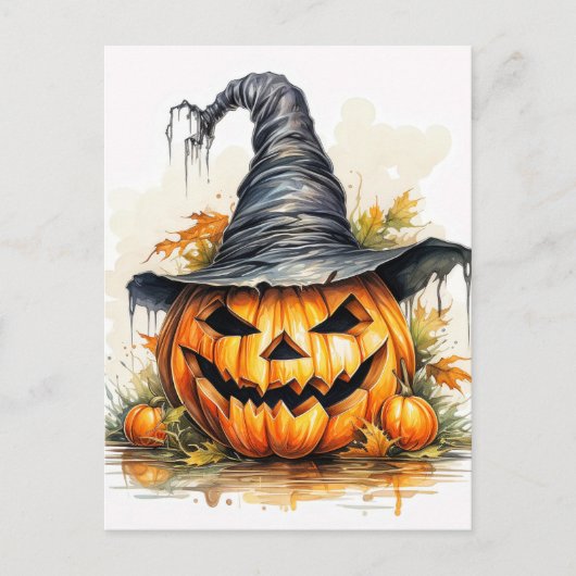 Spooky Happy Halloween Pumpkin Briefkaart (Voorkant)