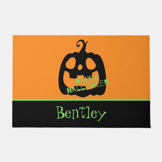 Spooky Happy Halloween Pumpkin Deurmat (Voorkant)