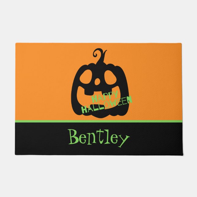 Spooky Happy Halloween Pumpkin Deurmat (Voorkant)