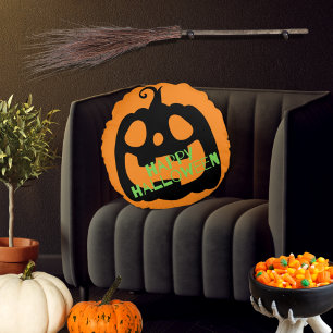 Spooky Happy Halloween Pumpkin Round Pillow Rond Kussen