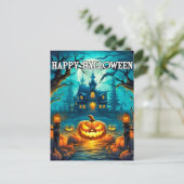 Spooky Happy Halloween Pumpkins Briefkaart (Staand voorkant)