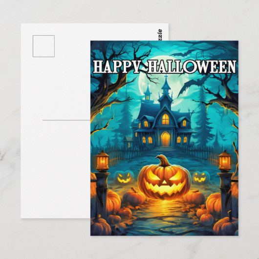 Spooky Happy Halloween Pumpkins Briefkaart (Voorkant / Achterkant)