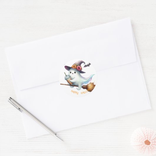 Spooky Happy Halloween Ronde Sticker (Envelop)