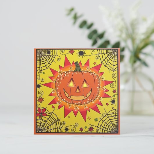 Spooky Happy Halloween Sticker Kaart (Staand voorkant)