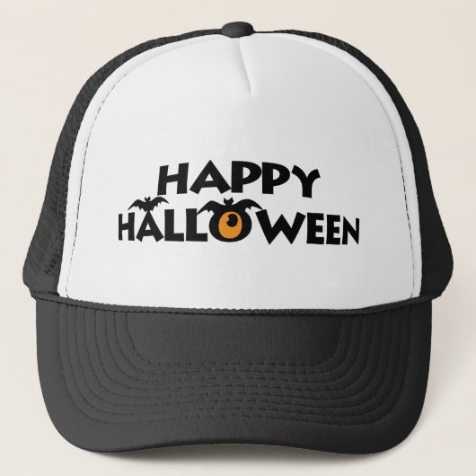 Spooky Happy Halloween Text met vleermuizen Trucke Trucker Pet (Voorkant)