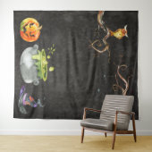 Spooky Happy Halloween Whimsical Photo Backdrop Wandkleed (In Situ (horizontaal))