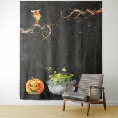 Spooky Happy Halloween Whimsical Photo Backdrop Wandkleed (In situ)
