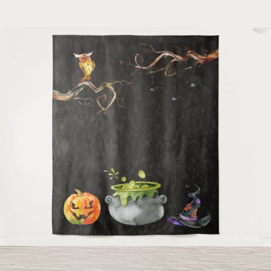 Spooky Happy Halloween Whimsical Photo Backdrop Wandkleed (Voorkant)